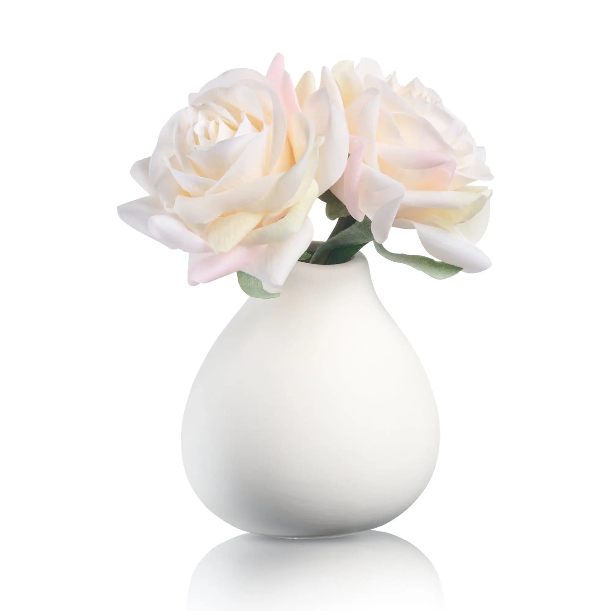 White Faux Floral Teardrop Vase